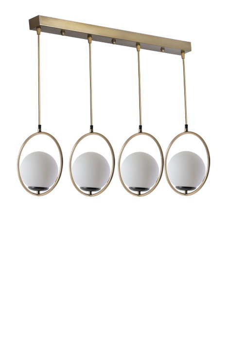 Opviq Lámpara de Araña Ring 4 Lü con Vidrio Blanco y Cobre